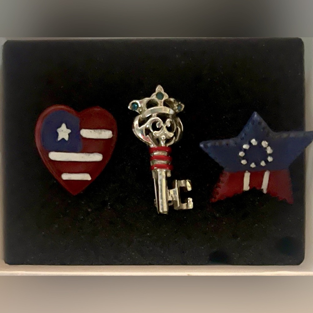3 patriotic brooches/ lapel pins